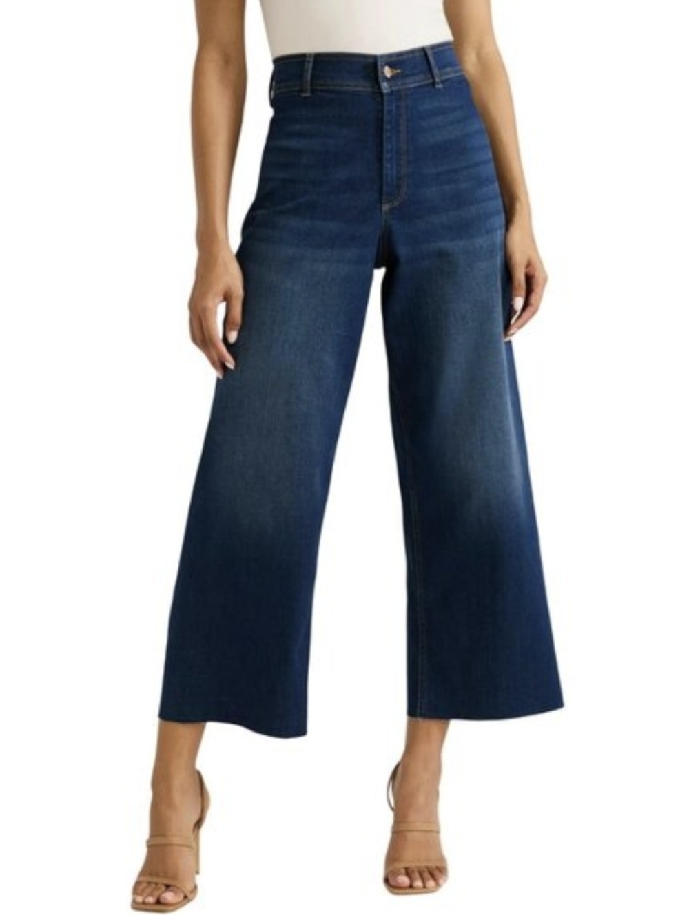 Sofia Vergara Jeans Super High Rise Wide Leg Margot Raw Hem Women's Size 12